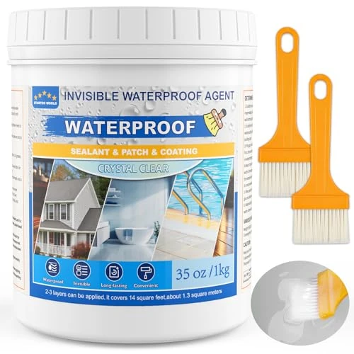 Offerta a tempo: Sigillante Impermeabile Liquido 1KG | Rivestimento Impermeabile Trasparente per Interni ed Esterni | Agente Impermeabilizzante Invisibile per Doccia, Legno, Tetto e Pareti - 14% da 27.99 € a 24.00 €
