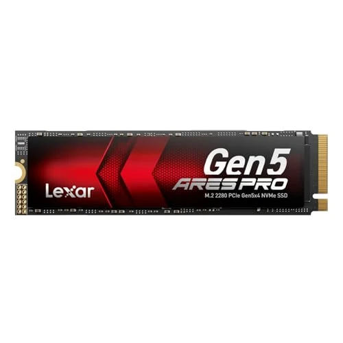 Lexar Ares Pro SSD 1TB PCIe Gen5 NVMe M.2 SSD Interno, hasta 14.000 MB/s de Lectura – para Aplicaciones de IA, Juegos AAA, Edición de Video, Compatible con PC, Laptops & PS5