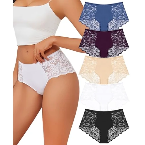 Offerta a tempo: Sth Big Mutande Donna Alta Vita in Cotone e Pizzo Slip Donna Leggere e Traspiranti Intimo Femminile in Pizzo Eleganti e Comode per Ogni Occasione (L) - 45% da 22.99 € a 12.74 €