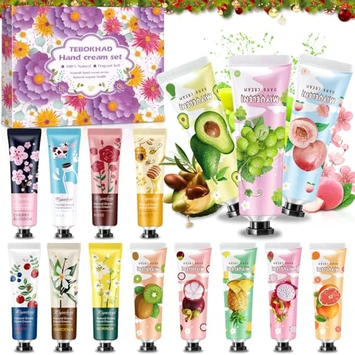 TEBOKHAD Handcreme Mini Set, 15 Stück Handcreme Weihnachten, Parfümierte Handcremes Set Für Trockene,Rissige Hände, Für Frauen,Männer,Mama,Weihnachten,Geburtstags