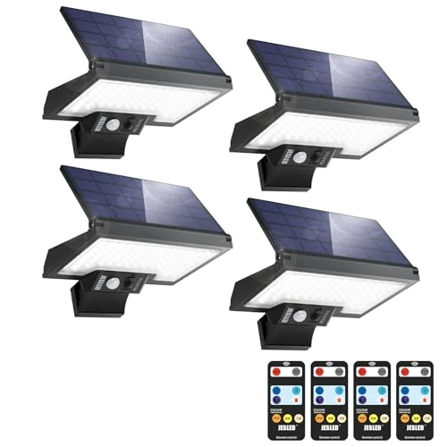 Offerta a tempo: JESLED Faretto LED da Esterno Solare con Sensore di Movimento, 108LED 2600mAh Lampada Solare da Esterno Girevole, 4 Modalità Luci Solari Esterno Ricaricabile, 4 Pezzi - 41% da 85.99 € a 50.99 €