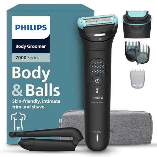 Offerta a tempo: Philips Bodygroom Serie 7000 - Rifinitore per uomo, testina flessibile 2D, tripla protezione, Testine intercambiabili, Rifinitura e rasatura intima, Impermeabile 100%, 120 minuti autonomia, BG7480/15 - 33% da 89.99 € a 59.99 €