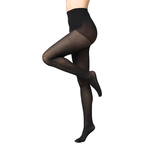 Goldenpoint Collants micro losanges 60 deniers avec cheville hygiénique et pointes renforcées Made in Italy, Noir , M