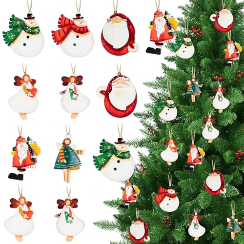 Oferta limitada: MELLIEX 24 Piezas Adornos de Madera para Árbol de Navidad, Muñeco de Nieve Angel Colgantes Navideños con Cuerda para Adornos Navideños, Etiquetas de Regalo y Decoración de Ventanas de 11.99 EUR a 9.99 EUR (ahorro 17%)