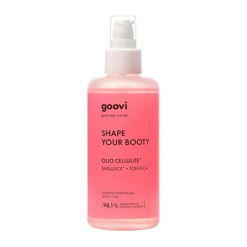 Offerta a tempo: Goovi, Shape Your Booty, Olio Cellulite Snellente e Tonificante a Base di Estratto di Pepe Rosa e un Mix di 7 Oli Preziosi, Nutre e Rende la Pelle Elastica, Previene le Smagliature, 150 ml - 40% da 28.90 € a 17.39 €