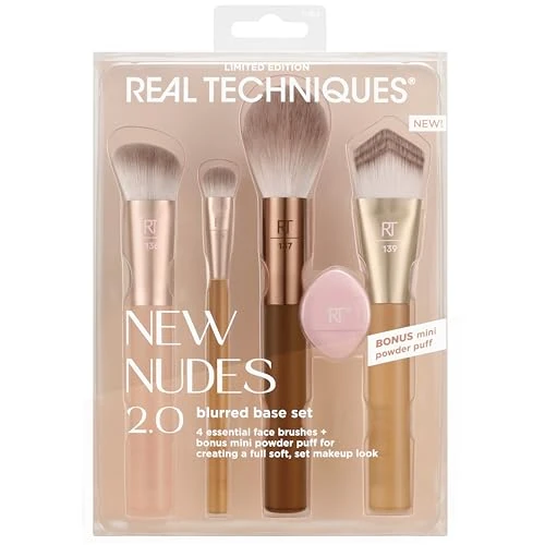 Limited-time offer: Real Techniques New Nudes 2.0 Blurred Base Kit, Soft Bristles, Set of 5 | Face Makeup Brushes Kit, Powder Puff Included, Seamless Blending of Cream, Liquid & Powder Formulas, Vegan & Cruelty-Free from 20.00 £ to 20.00 £ (save 0.00%)