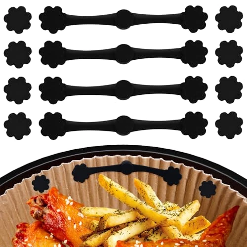 12 Pieces Magnetic Air Fryer Silicone Buckle, Hold Down Air Fryer Parchment Paper, Strong Magnetic Buckles Clips for Various Models of Air Fryers