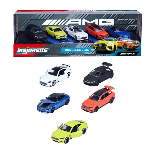 Majorette Set de 5 Coches Mercedes AMG 7,5 cm Caja Decorada de Colección Vehículos de Juguete de Metal Fundido Licencia Oficial A Partir de 3 Años (850210500)