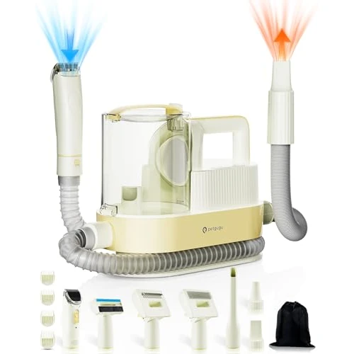 Zeitlich begrenztes Angebot: PETGUGU Hundeschermaschine mit Tierhaar Staubsauger & Haartrockner 11000Pa 7-in-1 Haustierpflegeset 2.5L Staubbehälter 3 Stufen einstellbarSaugkraft und Temperatur Leise Schermaschine Hund Katze Gelb von 109.99 € auf 109.99 € 