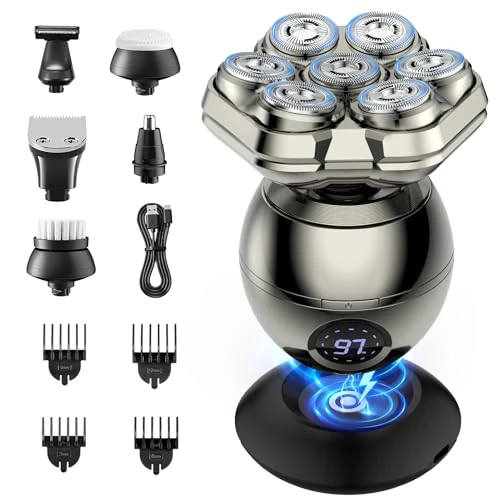 Offerta a tempo: iWarmbase Rasoio Testa Calva,7D Magnetici Rimovibile Zero Assoluto-6 in 1 Capelli uomo 0 mm,Impermeabile IPX7-sotto la doccia con Display LED, Rasa e Taglia Capelli a Zero per testa calva. - 0.00% da 35.99 € a 35.99 €