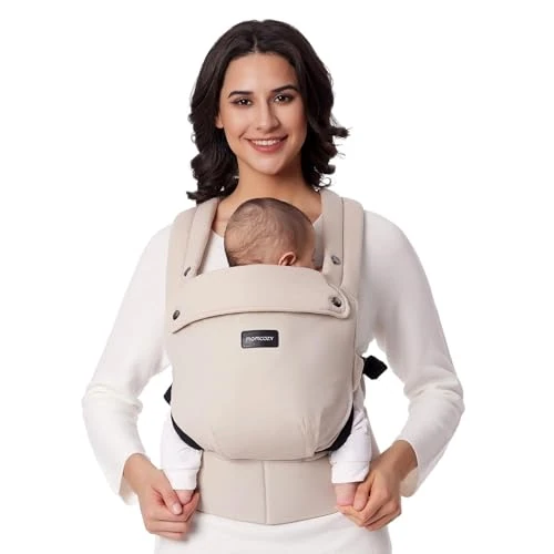 Momcozy Mochila Portabebés Ergonómica, Cómoda y Ligera | para Bebés 3–24 Meses, Fácil de Poner, Soporte Lumbar Mejorado, Manos Libres