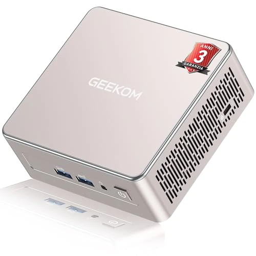GEEKOM A5 Mini PC con AMD Ryzen 5 7430U e Vega 8 Grafica(Garanzia 3 Anni)|16GB RAM e 1TB SSD(Espandibile)|Pronto all'uso W-11|LAN 2.5G| Slot SD| USB4 e HDMI| Raffreddamento Ultra-Silenzioso