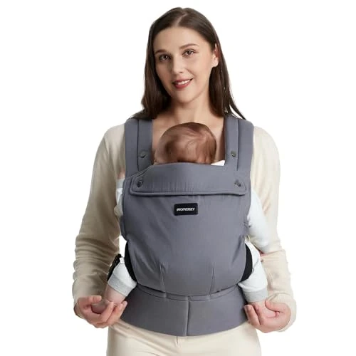Offerta a tempo: Momcozy Marsupio Neonato Ergonomico Regolabile 3,2-20 kg (3-24 Mesi) Grigio - 20% da 55.99 € a 44.79 €