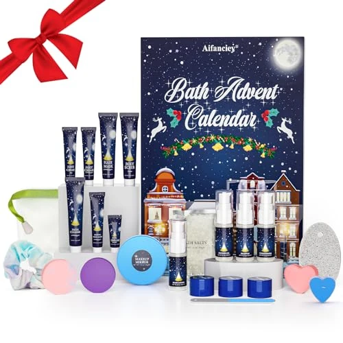 Offre limitee: Calendrier de l'Avent 2025, Calendrier de l'Avent Beauté 24 Jours de Bain, Calendrier de l'Avent Femme, Compte à Rebours Jusqu'à Noël- Meilleur Cadeau avec Soins Visage Corps, Lèvres de 21.84 EUR a 18.72 EUR (economie 14%)