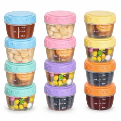 Offerta a tempo: VINATO 12 Pezzo Mini Scatola Per Salse, Scatole per Snack, 80ml Mini Contenitori Per Alimenti Senza BPA, Barattoli Per Congelare Pesto, A Tenuta D'aria - Per Salse, Spezie & Snack - 0.00% da 13.99 € a 13.99 €