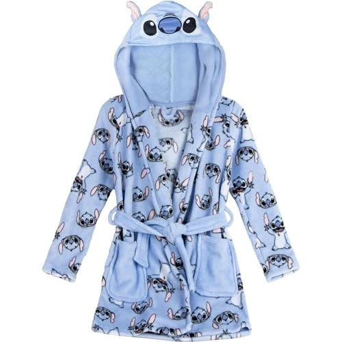 CERDÁ LIFE'S LITTLE MOMENTS Unisex Kinder Batín Stitch Suave Niños Y Niñas Con Capucha Cinturón – Bata Casa Calentita Cómoda Tejido Tipo Polar Batin, Stitch, 10 Jahre EU