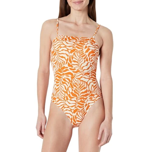Limited-time offer: Amazon Essentials Women's Square-Neck One-Piece Swimming Costume, Rust Orange Abstract Palms, 16 from 7.81 £ to 7.81 £ (save 0.00%)
