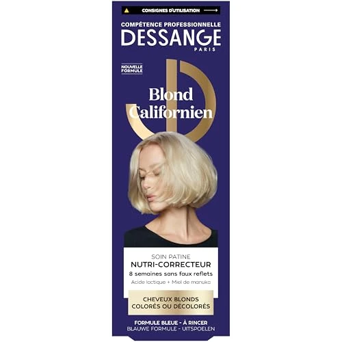 DESSANGE - California Blond Nutri-Korektor Niebieska Patyna - Kwas Mlekowy i Miód Manuka - Odżywia i Neutralizuje żółte refleksy - Blond, Kolorowe, Odbarwione Włosy - 140 ml