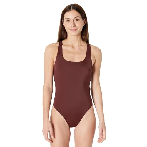 Offerta a tempo: Amazon Essentials Costume da Bagno Intero, con Spalline Incrociate sulla Schiena Donna, Marrone Intenso, 50 - 0.00% da 22.14 € a 22.14 €