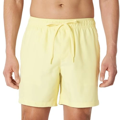 Zeitlich begrenztes Angebot: Amazon Essentials Herren Badeshorts - Badehose Herren Kurz mit Netzfutter, Taschen und Kordelzugverschluss, Hellgelb, L von 15.50 € auf 15.50 € (0.00% Rabatt)