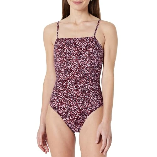 Zeitlich begrenztes Angebot: Amazon Essentials Damen Einteiliger Badeanzug mit Quadratischem Ausschnitt , Ziegelrot Lila Leopardenmuster, 36 von 29.90 € auf 29.90 € (0.00% Rabatt)