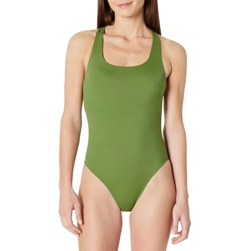 Offerta a tempo: Amazon Essentials Costume da Bagno Intero, con Spalline Incrociate sulla Schiena Donna, Verde Oliva, 44 - 0.00% da 12.11 € a 12.11 €