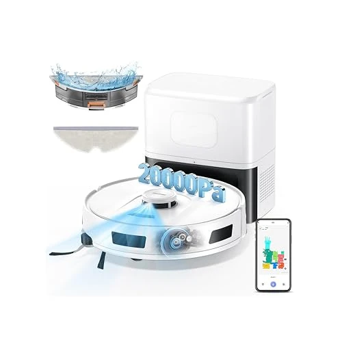 Offre limitee: R11 Aspirateur Robot Laveur avec Station, 20000Pa, Station de Vidage Automatique 90 Jours, Navigation LiDAR, WiFi APP 5G/2.4G, Robot Aspirateur Laveur Autonome pour Tapis/Sols/Poils d’Animaux (R11-2) de 279.00 EUR a 169.99 EUR (economie 39%)