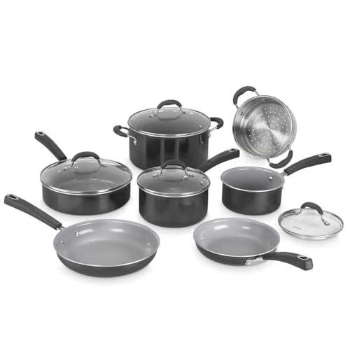 Offerta a tempo: Cuisinart® Ceramica XT: set 11 pezzi con rivestimento ceramico al titanio, manici in silicone, coperchi in vetro, senza sostanze nocive, riscaldamento rapido e uniforme - 0.00% da 69.46 € a 69.46 €