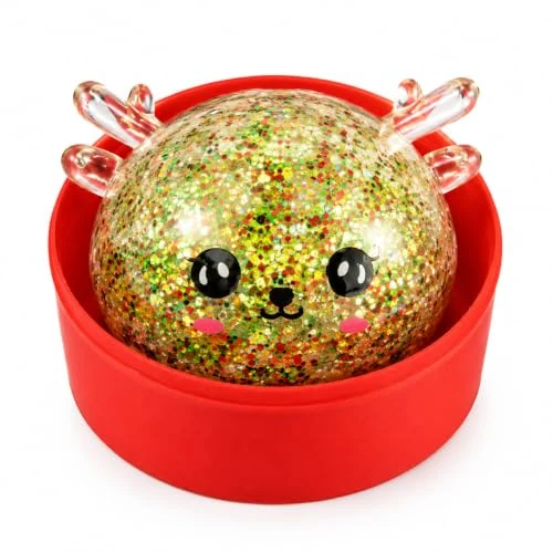 Squishy Squeeze Toy, Squishy Squishy Noël pailleté avec lumières, jouet anti-stress à écraser avec cornes de renne, pour chaussettes de Noël et cadeaux de fête, 1 pièce, 6 couleurs aléatoires