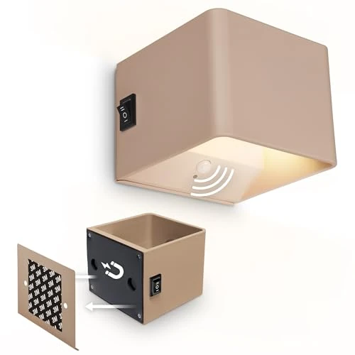 Oferta limitada: BRILONER Sticklights - Aplique pared sin cable con sensor movimiento, batería recargable, lampara magnetica, aplique recargable, dormitorio, 10x8x10 cm, beige de 34.95 € a 34.95 € (ahorro 0.00%)
