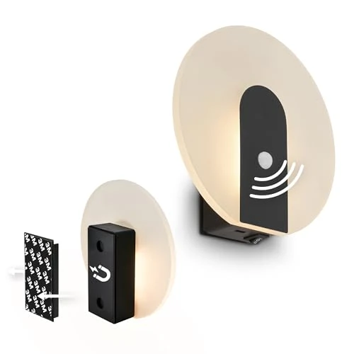 Offerta a tempo: BRILONER Sticklights - Lampada parete senza fili con rilevatore di movimento, batteria ricaricabile, staccabile magneticamente, applique a batteria, applique da interno, 15x3,7x14,7 cm, nero - 41% da 29.95 € a 17.56 €
