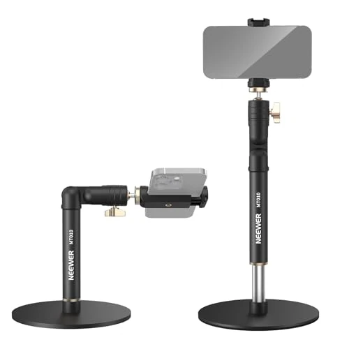 Zeitlich begrenztes Angebot: NEEWER Tisch Handyhalterung Klemme verstellbare Telefonhalterung für den Bürotisch kompatibel mit iPhone Samsung für Video und Filmaufnahmen 360°Kugelkopf klappbarer Arm beschwerter Metallsockel,MT010 von 27.99 € auf 24.99 € (