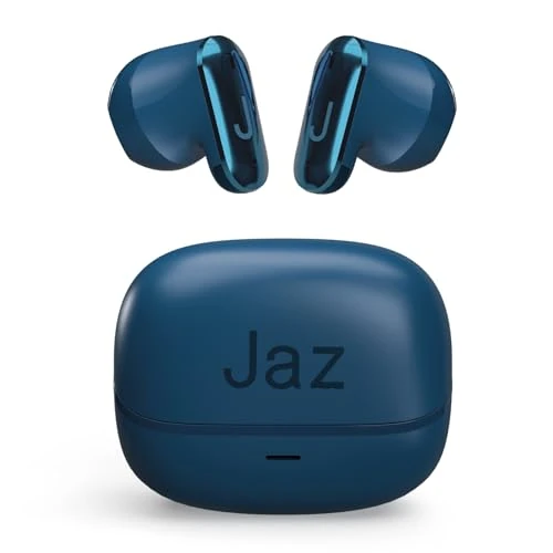 JAZ Orion – Semi-In-Ear True Wireless Stereo Ohrhörer, Ultrakompakt, Ladeetui, Integriertes Mikrofon, Touch-Steuerung, für Smartphone, Tablet, Laptop, 20 Stunden, Blau