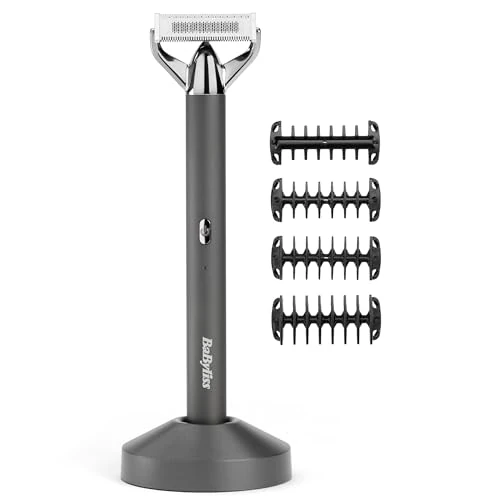 BaByliss X-Blade, Rasoio regolabarba, Novità 2025, lame di precisione ultra-affilate, testina flessibile a 50°, 4 guide 1-5 mm, Batteria agli ioni di litio, 100& Waterproof, OT996E