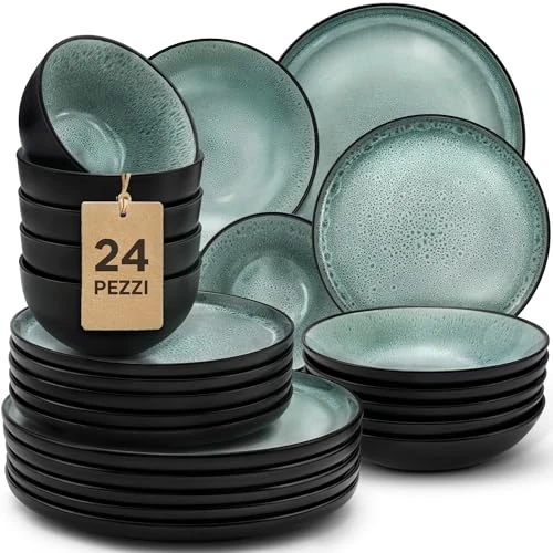 Oferta limitada: Twinzee Vajillas Completas 12 Personas de Gres Sage Resistente - 24 estilo Riviera - Apta microondas de 159.99 EUR a 109.99 EUR (ahorro 31%)