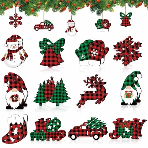 Offre limitee: 24 Pièces Decoration Noel Sapin,Deco Sapin de Noel,Décoration de Noël en Bois pour Merry Christmas DIY Fête de 10.99 EUR a 8.99 EUR (economie 18%)