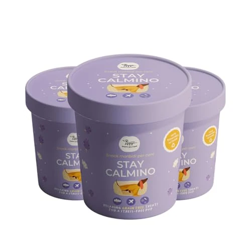 Offerta a tempo: Hygge Dog Stay Calmino Biscotti Rilassanti Semi-Umidi per Cani | Snack Naturali con Valeriana, Melissa e Lavanda | Biscotti Senza Glutine Ideali per Stress, Viaggi e Temporali | 3x100g Made in Italy - 0.00% da 17.90 € a 17.90 €