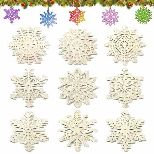 Oferta limitada: Adornos Arbol Navidad Madera para Pintar,Manualidades Navidad Adornos Navideños Arbol,36 Piezas Copo de Nieve Calado de Madera con Cuerda,Ornamentos para Fiestas Colgantes Navideños Árbol de 13.99 EUR a 9.99 EUR (ahorro 29%)