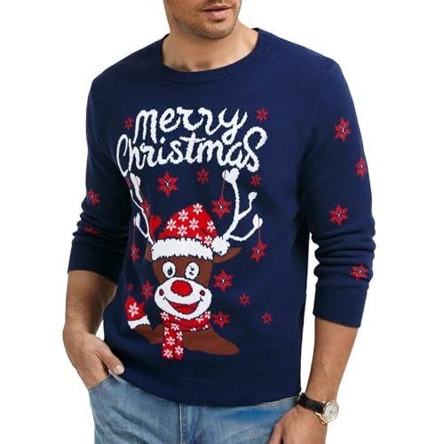 Oferta limitada: Wayleb Suéter Navideño Hombre Jersey de Invierno de Cuello Redondo Suéter de Reno Jerseys Navidad Suave de Manga Larga de 14.99 EUR a 14.99 EUR (ahorro 0%)