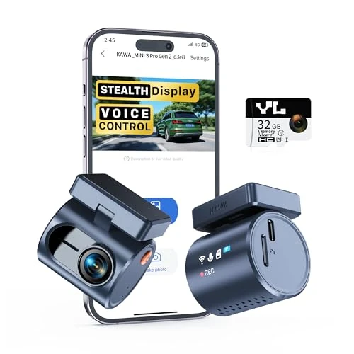 Offerta a tempo: KAWA Dash Cam 2K,Display Nascosto,Controllo Vocale & Telecamera Auto WiFi - 0.00% da 69.99 € a 69.99 €