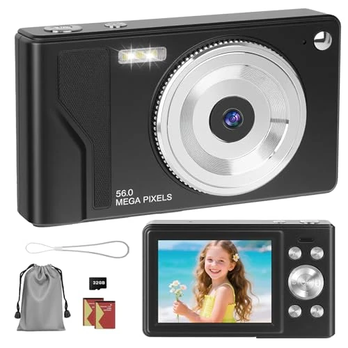 Offerta a tempo: HERBYD Fotocamera Digitale 56MP 1080P FHD con Autofocus, 16X Zoom Digitale, Fotocamera Compatta Portatile con Schermo LCD 2,8", Scheda SD 32GB & 2 Batterie Perfetta per Adolescenti Principianti - 19% da 43.29 € a 35.19 €