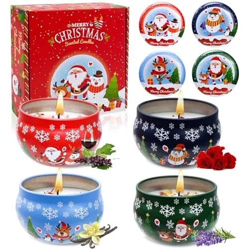 Offerta a tempo: Arbolisse Idee Regalo Donna Set Candele Natalizie Profumate, Idee Regalo Natale 2025Donna,Ragazza,Amica,Lei, 4pc Set Regalo Donna, natale decorazioni casa, regali nataledonna 2025(4 Profumi) - 42% da 16.99 € a 9.90 €
