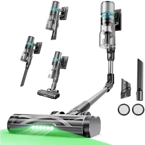 Proscenic P16 Bezprzewodowy odkurzacz akumulatorowy, 550 W, 55000 Pa, 65 min, z elastycznym przegubem zginającym, technologią GreenEye, wyświetlaczem, szczotką do podłóg, twardych podłóg, sierści