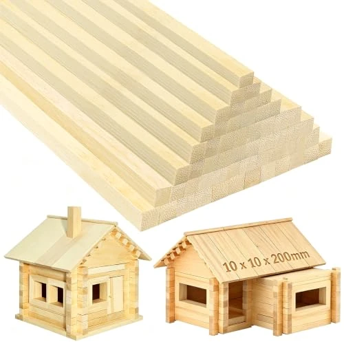 Offerta a tempo: DOITEM 45 tasselli quadrati in legno naturale, 10 mm x 10 mm x 20 cm, extra lunghi, non finiti in legno resistente, bastoncini per lecca lecca e artigianato, aste per arte, progetti fai da te e - 20% da 12.99 € a 10.39 €