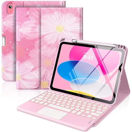 Offerta a tempo: MoKo Custodia con Tastiera Multi-touch per iPad (A16) 11ª/10ªgen, Cosmea | Retroilluminazione 7 colori, trackpad multitouch, porta pennino per iPad 11" 2025 e iPad 10,9" 2020 - 23% da 34.99 € a 26.91 €