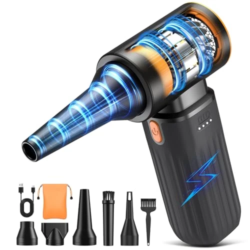 Offerta a tempo: Kotopa Aria Compressa Elettrica, 3 Velocità 200000 RPM, Soffiatore Aria Compressa Dotato di una Batteria da 8000 mAh, Adatto per la Pulizia di Computer, Tastiere, Auto e Uso Esterno (Nero) - 16% da 39.99 € a 33.43 €