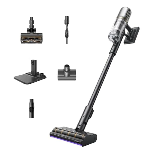 dreame V20 Kabelloser Staubsauger, Kantenreinigung 0 mm, für Hartböden und Teppiche, 25.000PA / 210 AW Saugkraft, ohne Verheddern, 90 Minuten maximale Laufzeit, Filterung 99,99%, entfernt Tierhaare