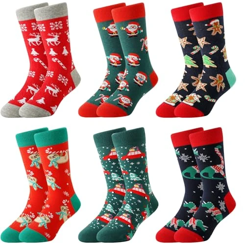 Offerta a tempo: BONANGEL Calzini Natalizi per Bambino in Cotone per Bambini e Bambina | 6 Paia Motivi Babbo Natale, Renne, Neve Calze Regali - 36% da 8.60 € a 5.50 €