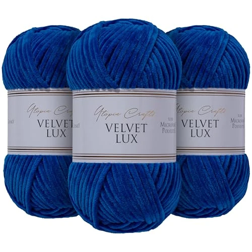 Oferta limitada: Utopia Crafts Velvet Lux Chenille 3×100g – Hilo Super Suave Grueso para Ganchillo & Punto, Mantas, Juguetes, Amigurumi – Ganchillo 5,5mm, Suave (Azul Marino) de 12.56 € a 12.56 € (ahorro 0.00%)