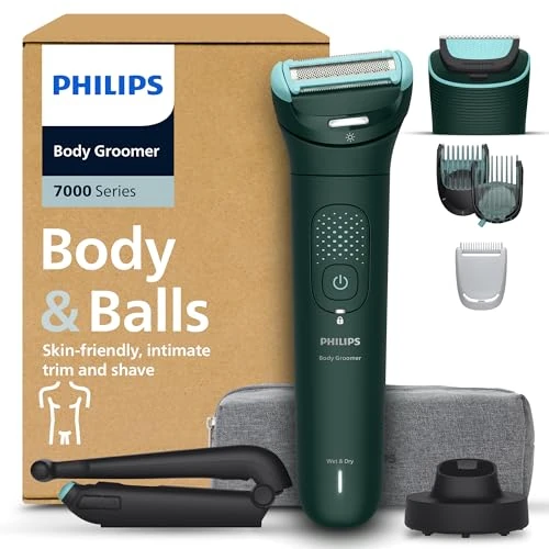 Offerta a tempo: Philips Bodygroom serie 7000 - Rifinitore per uomo, testina flessibile 2D tripla protezione, Testine intercambiabili, Rifinitura e rasatura intima, Impermeabile 100%, 120 minuti autonomia, BG7485/30 - 42% da 119.99 € a 69.99 €